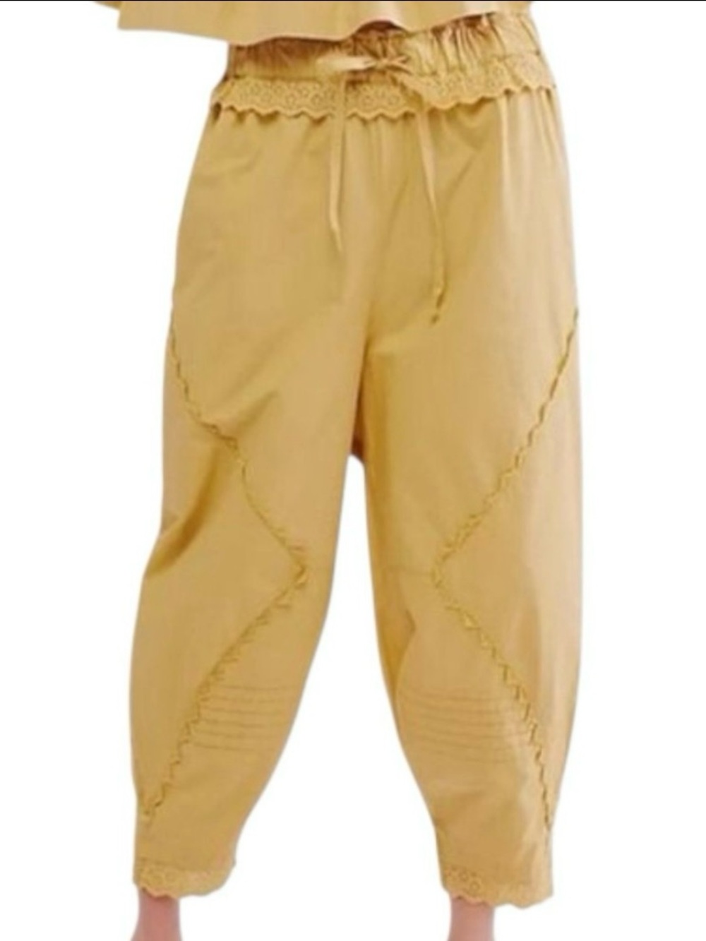 Free People festival cotton barrel harem beach‎ pants yellow Mustard size L